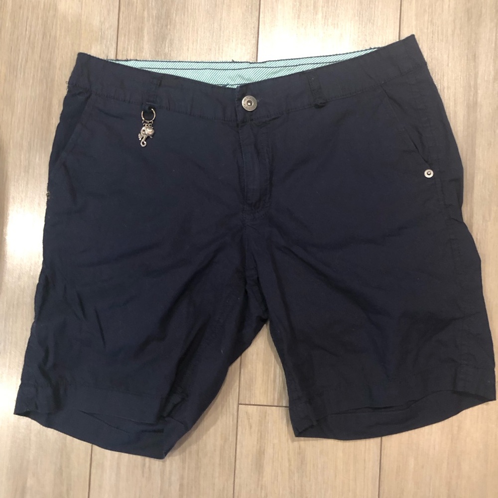 Low rise light weight navy blue cotton shorts